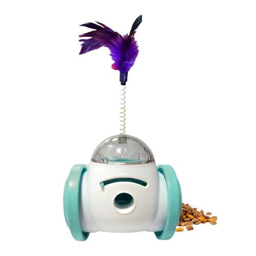 Interactive Table Treat Dispenser w/ Feather/Ball pull cord - FISH HUT AQUA AND PET SUPPLIES - #location#