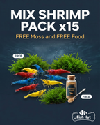 MIX Shrimp Pack of 15 + Free Food and Moss