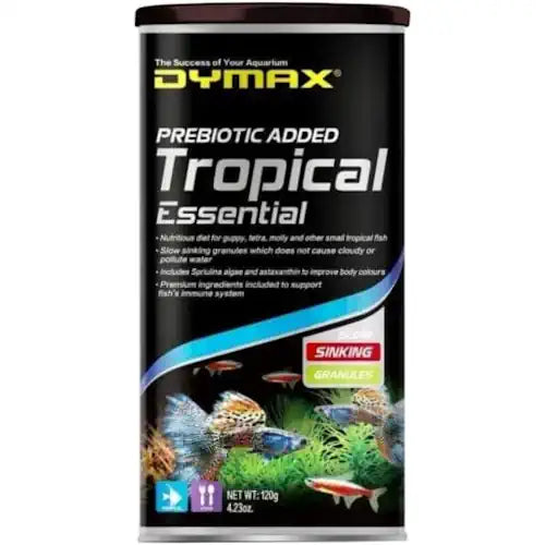 DYMAX TROPICAL ESSENTIAL 120G SINKING GRANULES - FISH HUT AQUA AND PET SUPPLIES