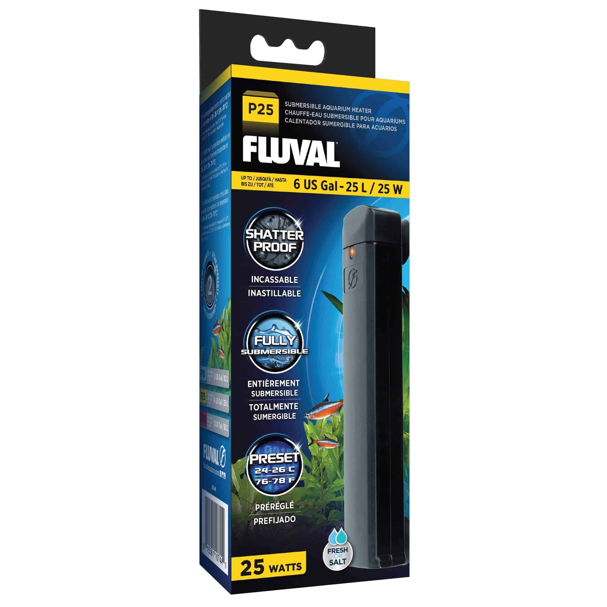 Fluval Pre Set Aquarium Heater 25w P25 - FISH HUT AQUA AND PET SUPPLIES - #location# Main image