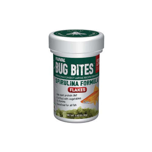 Fluval Bug Bites Spirulina Flakes 18gm - FISH HUT AQUA AND PET SUPPLIES